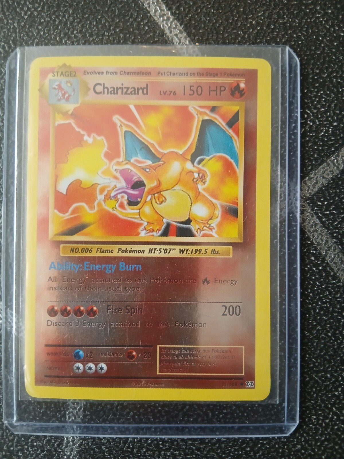 Pokémon Kaart Charizard LV.76 150 HP - Base Set, Ophalen of Verzenden, Gebruikt, Losse kaart