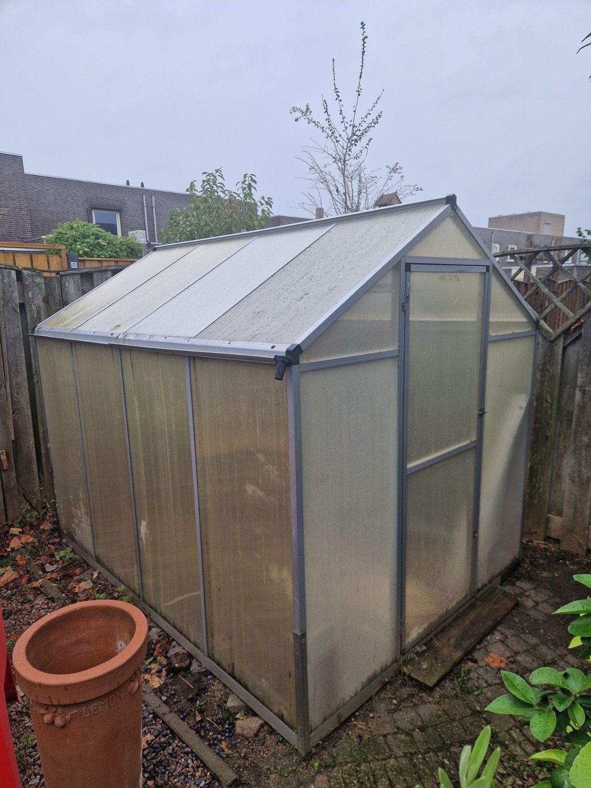 Broeikas met polycarbonaat platen 2.40 x 1.80, Ophalen, Polycarbonaat, Gebruikt, Kweekkas