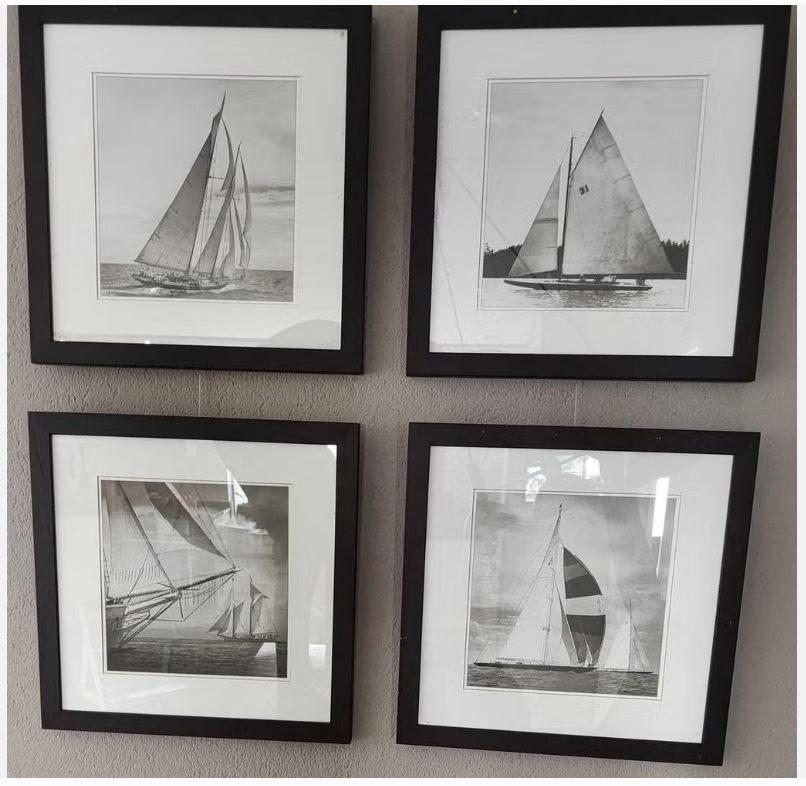 Vierluik schilderijen van schepen, Antiek en Kunst, Kunst | Tekeningen en Foto's, Ophalen