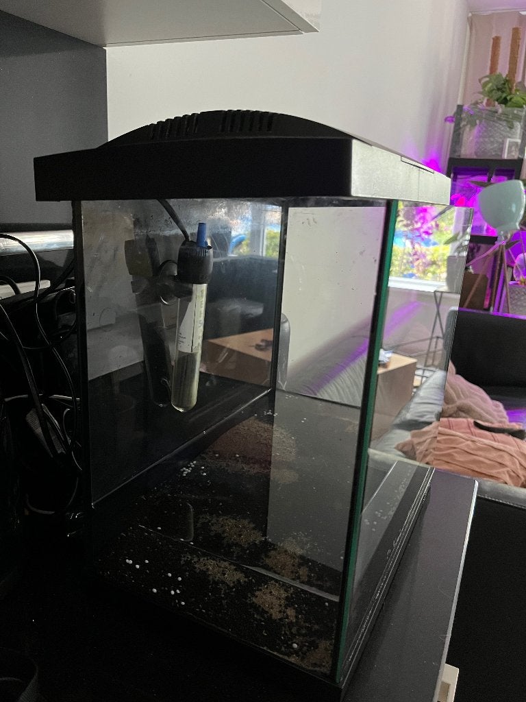 Aquarium 25 liter met thermostaat en dennerlie hoekfilter, Dieren en Toebehoren, Ophalen of Verzenden, Pomp, Zo goed als nieuw