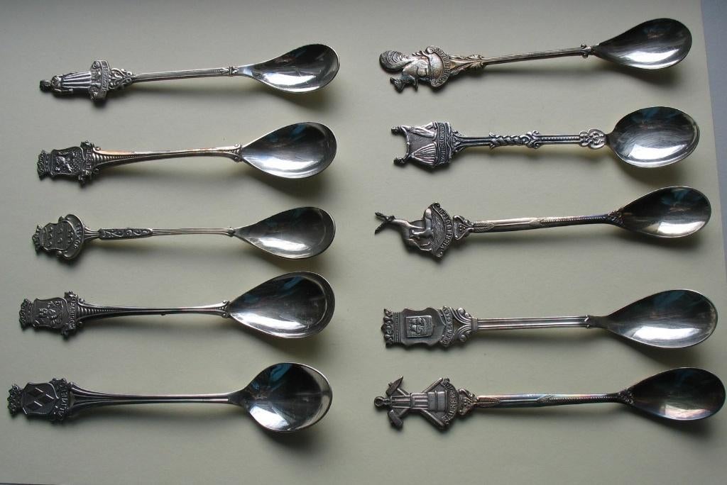 Verzilverde theelepeltjes (Plaatsnamen), Huis en Inrichting, Ophalen of Verzenden, Zo goed als nieuw, Zilver