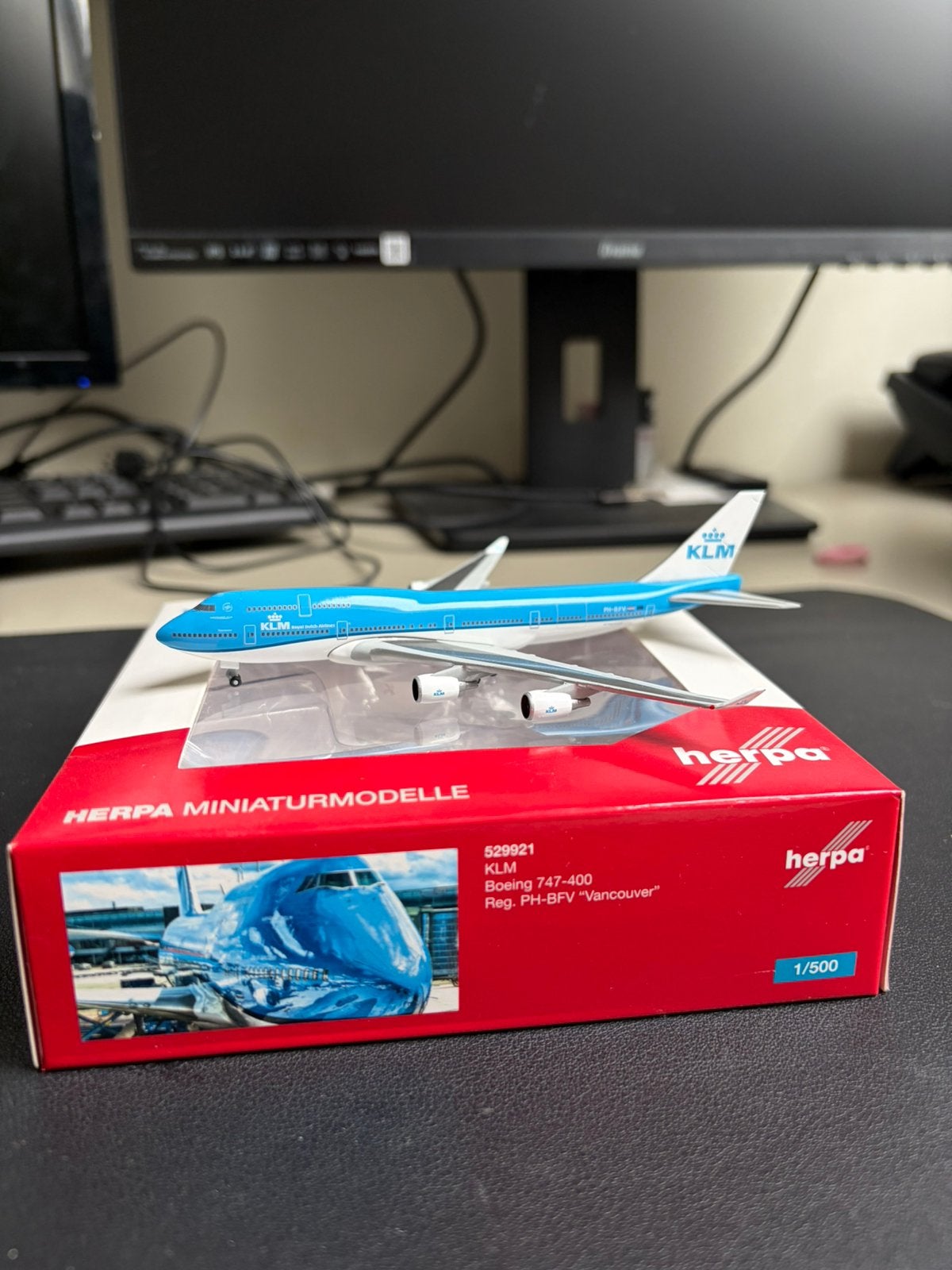 Herpa 1/500 KLM 747, Verzamelen, Ophalen of Verzenden, Zo goed als nieuw, Overige typen