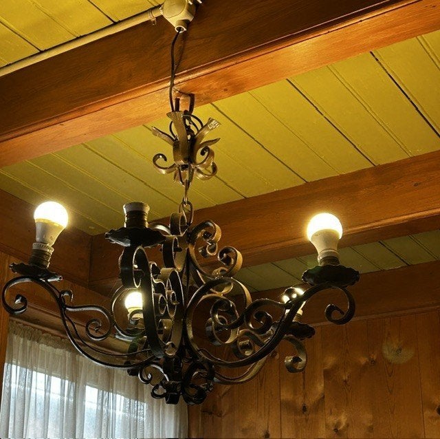 smeedijzeren hanglamp, Antiek en Kunst, Ophalen