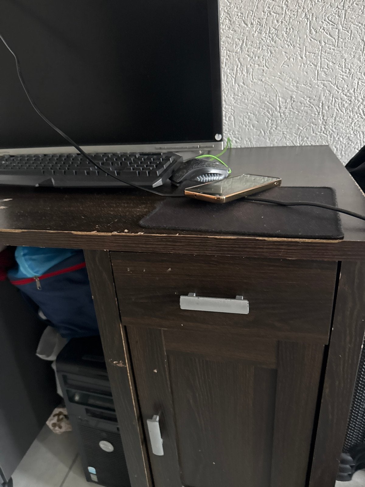 Donkerbruin bureau met opbergruimte, Ophalen, Gebruikt, Met lades, Spaanplaat of MDF