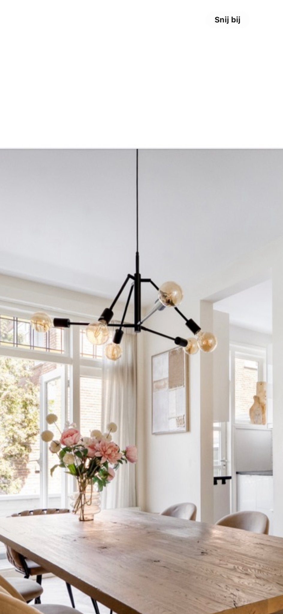 Moderne Zwarte Sputnik Hanglamp met 6 Lichtpunten, Ophalen of Verzenden, Zo goed als nieuw, Metaal, E27 (groot)