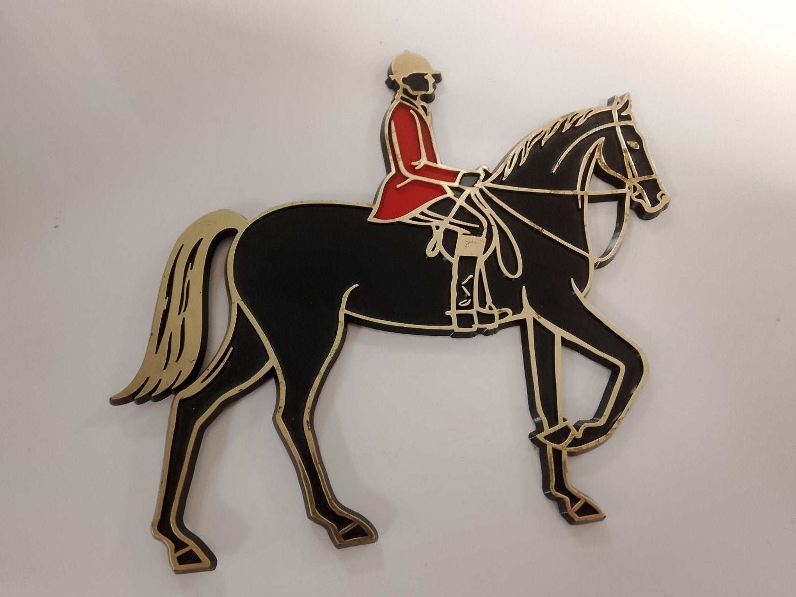 vintage bordje van Invicta Plastics 1966, paard met ruiter, Ophalen of Verzenden, Zo goed als nieuw, Paard, Overige typen