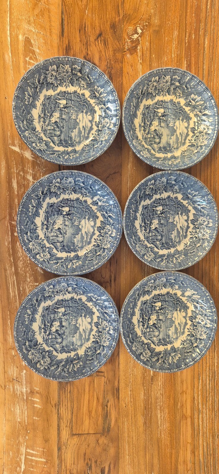 6x Vintage Myott England's Heritage Kommen - Blauw Wit, Antiek en Kunst, Ophalen of Verzenden