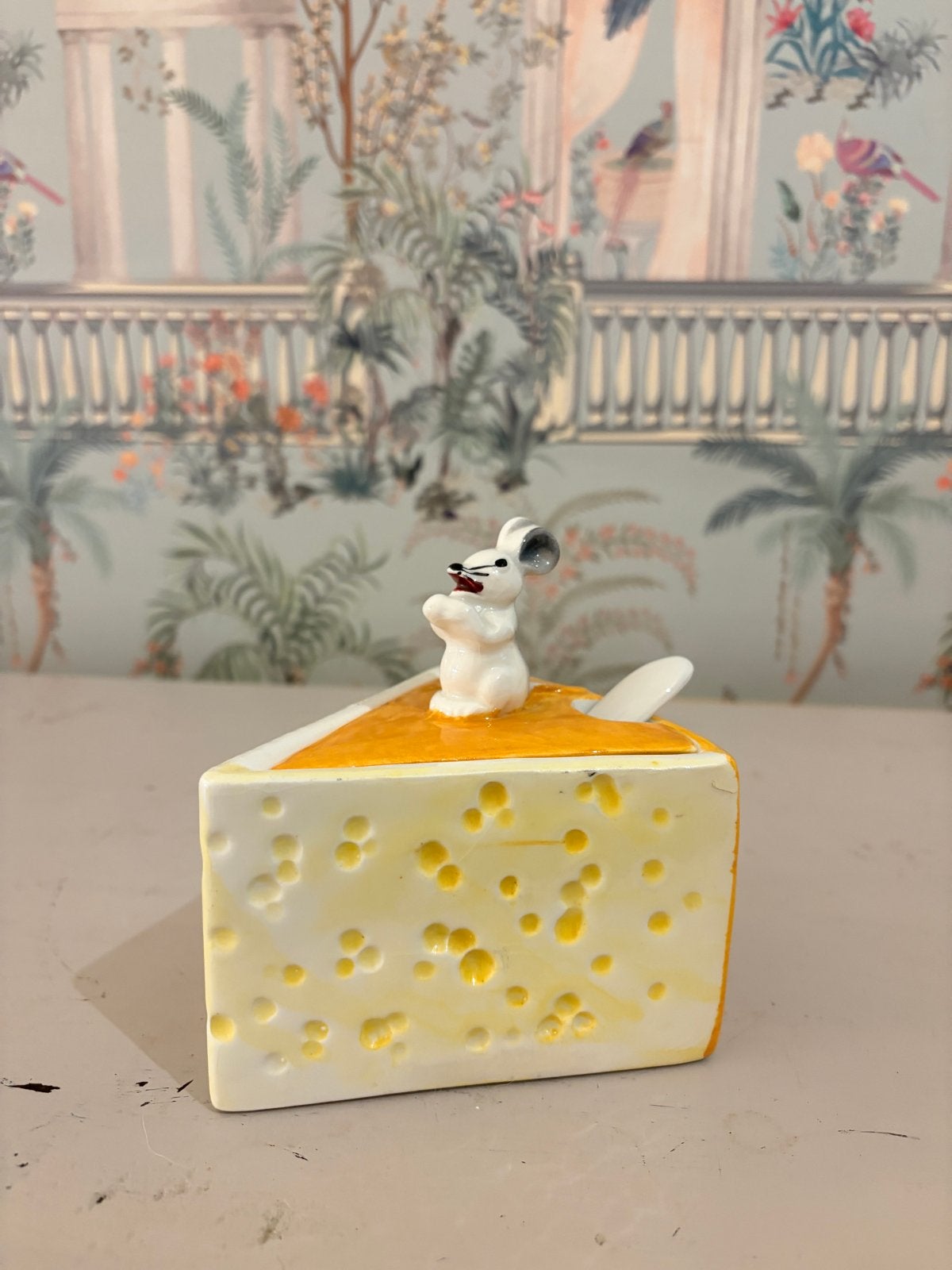 Vintage Keramische Kaasdoos met Muis - Perfecte Staat, Ophalen of Verzenden