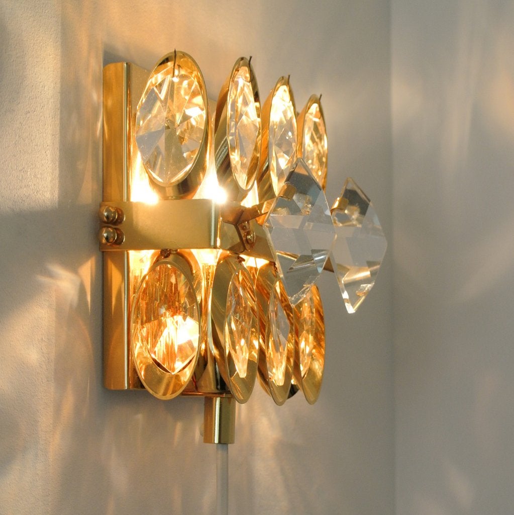Palwa Mid Century LAMP kristal messing verguld Hotel Chic, Ophalen of Verzenden