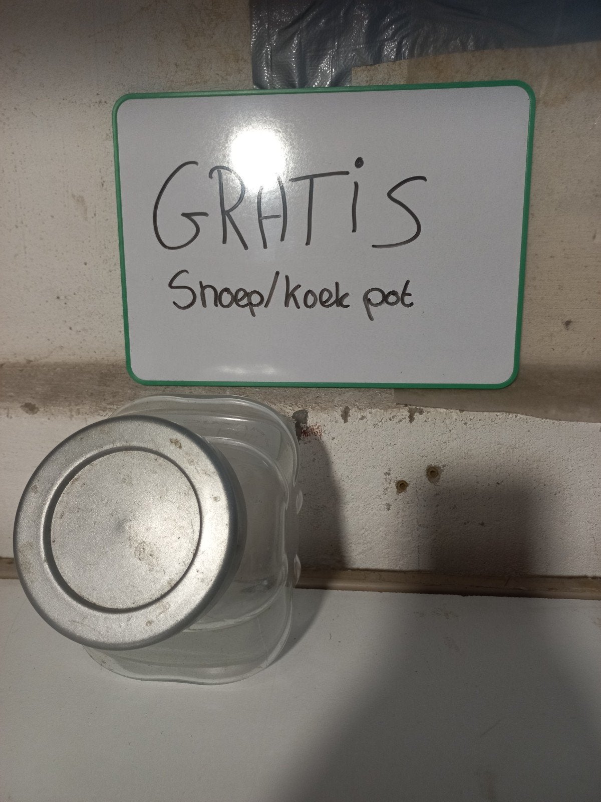 GRATIS snoeppot koekpot glazen pot met deksel GRATIS, Ophalen, Gebruikt, Glas, Pot, Bus of Blik