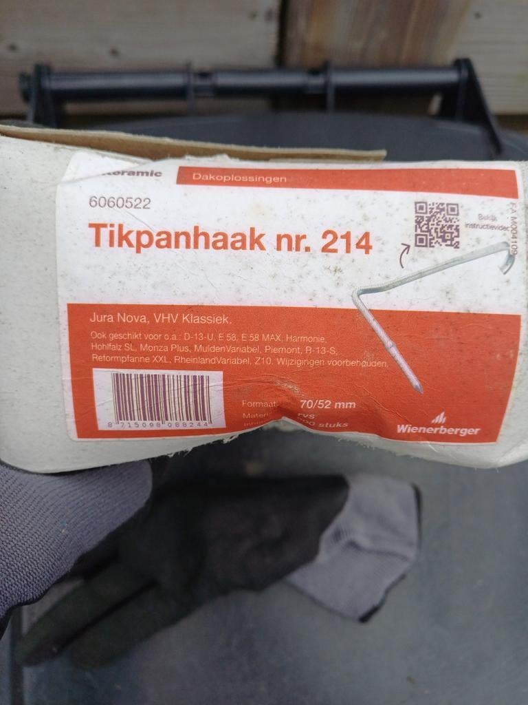 Wienerberger Koramic Tikpanhaak nr. 214 RVS min 600 haken, Doe-het-zelf en Verbouw, Dakpannen en Dakbedekking, Ophalen of Verzenden