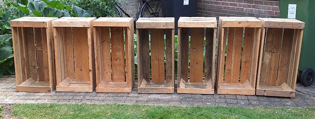 7 Houten kratten naar model van citrusplantage in Suriname, Doe-het-zelf en Verbouw, Ophalen, 50 tot 75 cm, Minder dan 40 cm, Krat