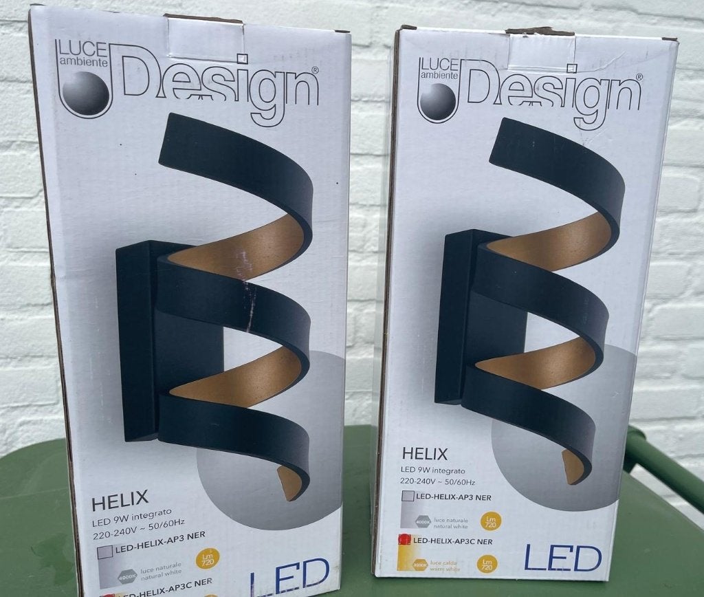 Luce Ambiente Design Helix LED Wandlamp (2 stuks), Zwart, Inclusief lichtbron, Nieuw, Overige fittingen