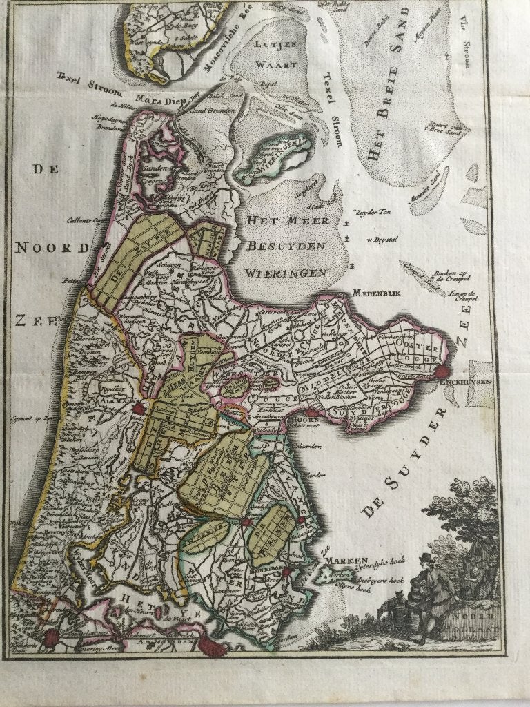 Amsterdam, Haarlem, Edam, 1740. Zeldzaam, 26 cm, Cartografie, 22 cm, Blanco verso