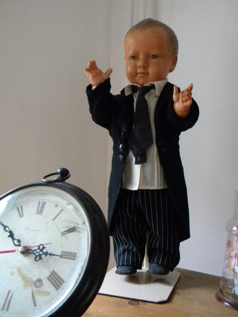 OUDE POP PETIT COLLIN, JONGEN, BRUIDSJONKER 56 CM., Verzamelen, Poppen, Ophalen of Verzenden, Gebruikt, Pop