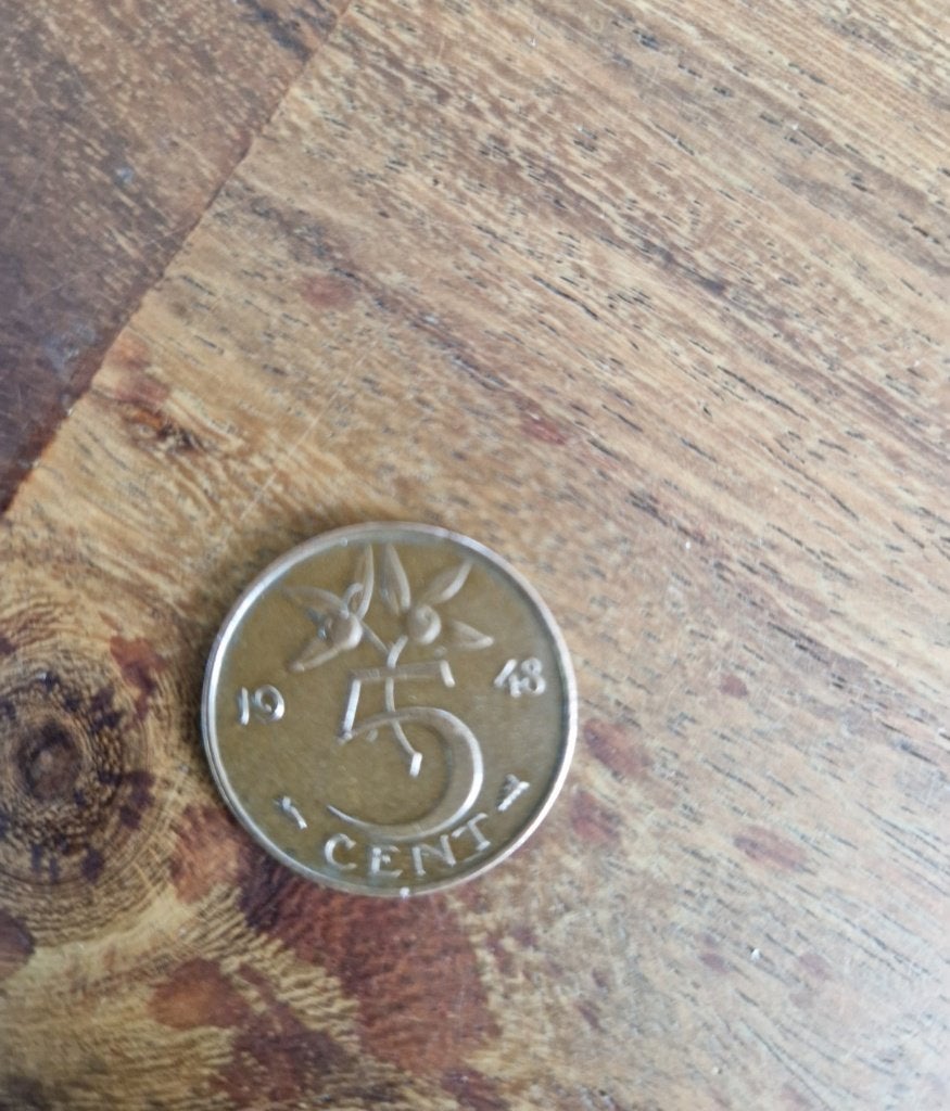 5 cent munt uit 1948, Postzegels en Munten, Munten | Nederland, Ophalen of Verzenden, Koningin Wilhelmina, 5 cent, Losse munt