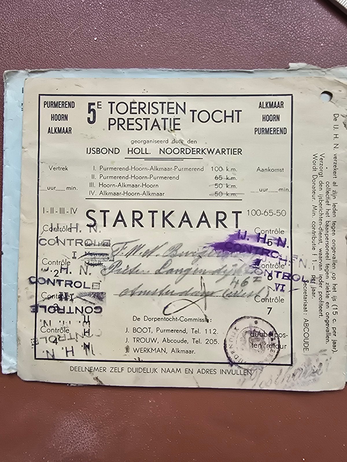 Hollands Noorderkwartier startkaart 1947, Verzenden, Gebruikt