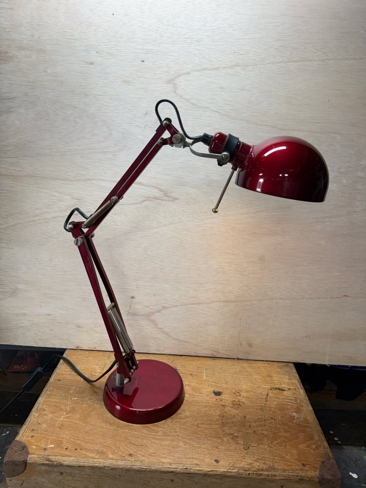 Vintage Rode Bureaulamp - Verstelbaar en Stijlvol, Gebruikt, Overige merken, Vintage, E14 (klein)