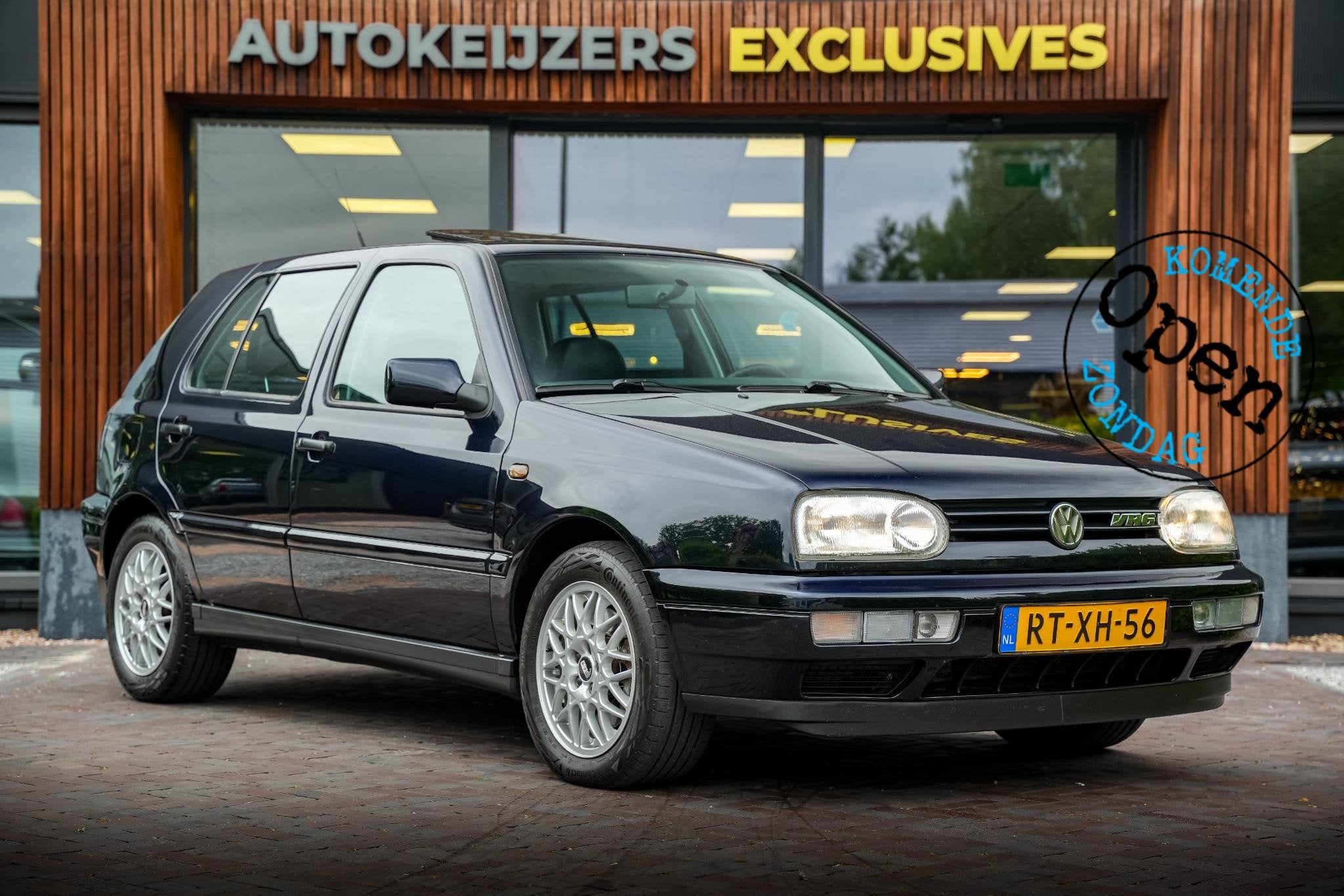 Volkswagen Golf 2.8 VR6 Schuifdak Stoelverw. Leer Airco UNIE, Stoelverwarming, Gebruikt, Blauw, 6 cilinders