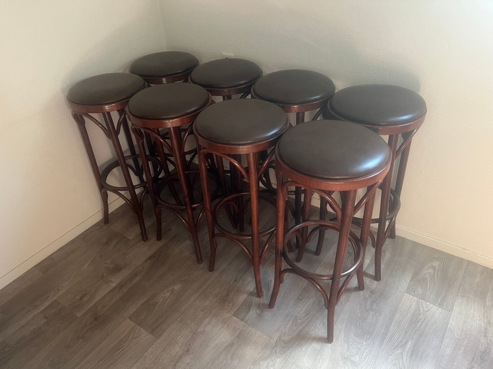 Thonet barkrukken set van 8, 4 krukken, Ophalen of Verzenden, Zo goed als nieuw, 60 tot 90 cm
