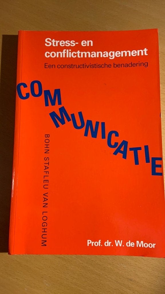 W. de Moor - Stress- en conflictmanagement, Boeken, Ophalen of Verzenden, Zo goed als nieuw