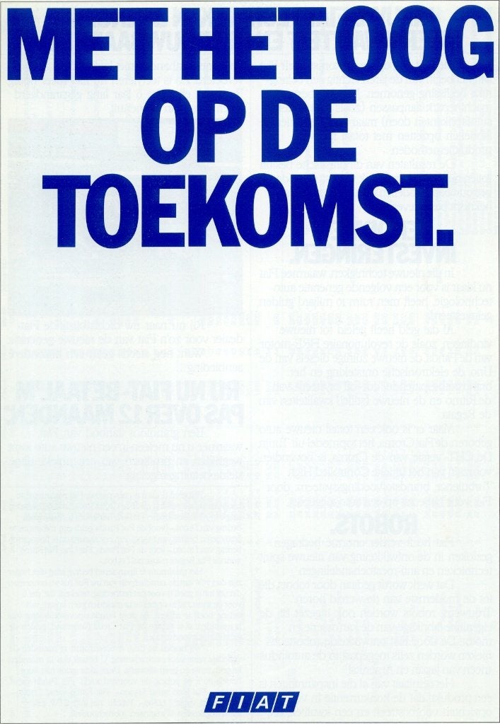 Fiat Met het oog op de toekomst (1987) Panda, Uno, Ritmo, ea, Ophalen of Verzenden, Nieuw, Overige merken