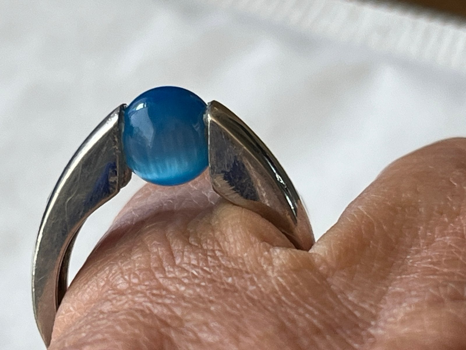 Melano Zilveren Ring met Blauwe Steen - Maat 18,75, 18 tot 19, Verzenden, Zo goed als nieuw, Met edelsteen