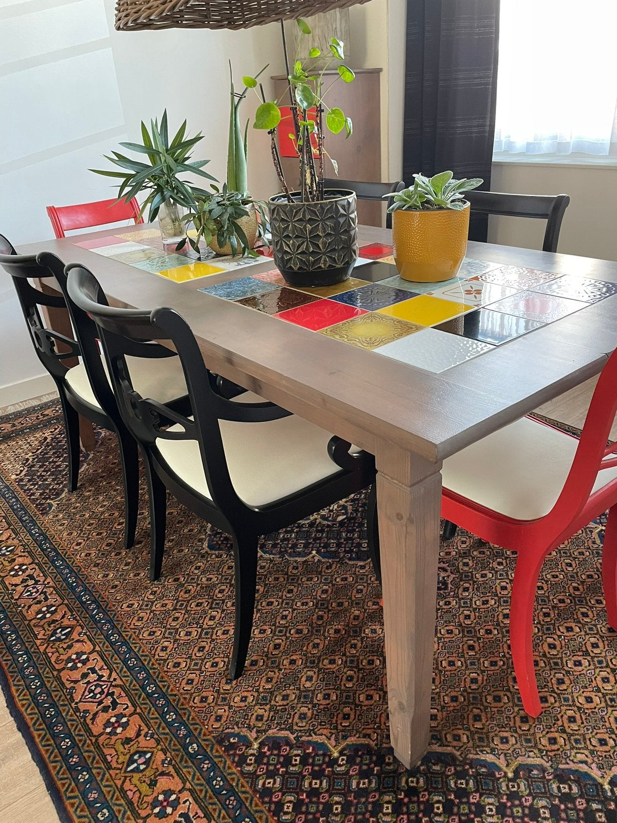 Eettafel met 6 stoelen, Ophalen, Gebruikt, 50 tot 100 cm, 150 tot 200 cm