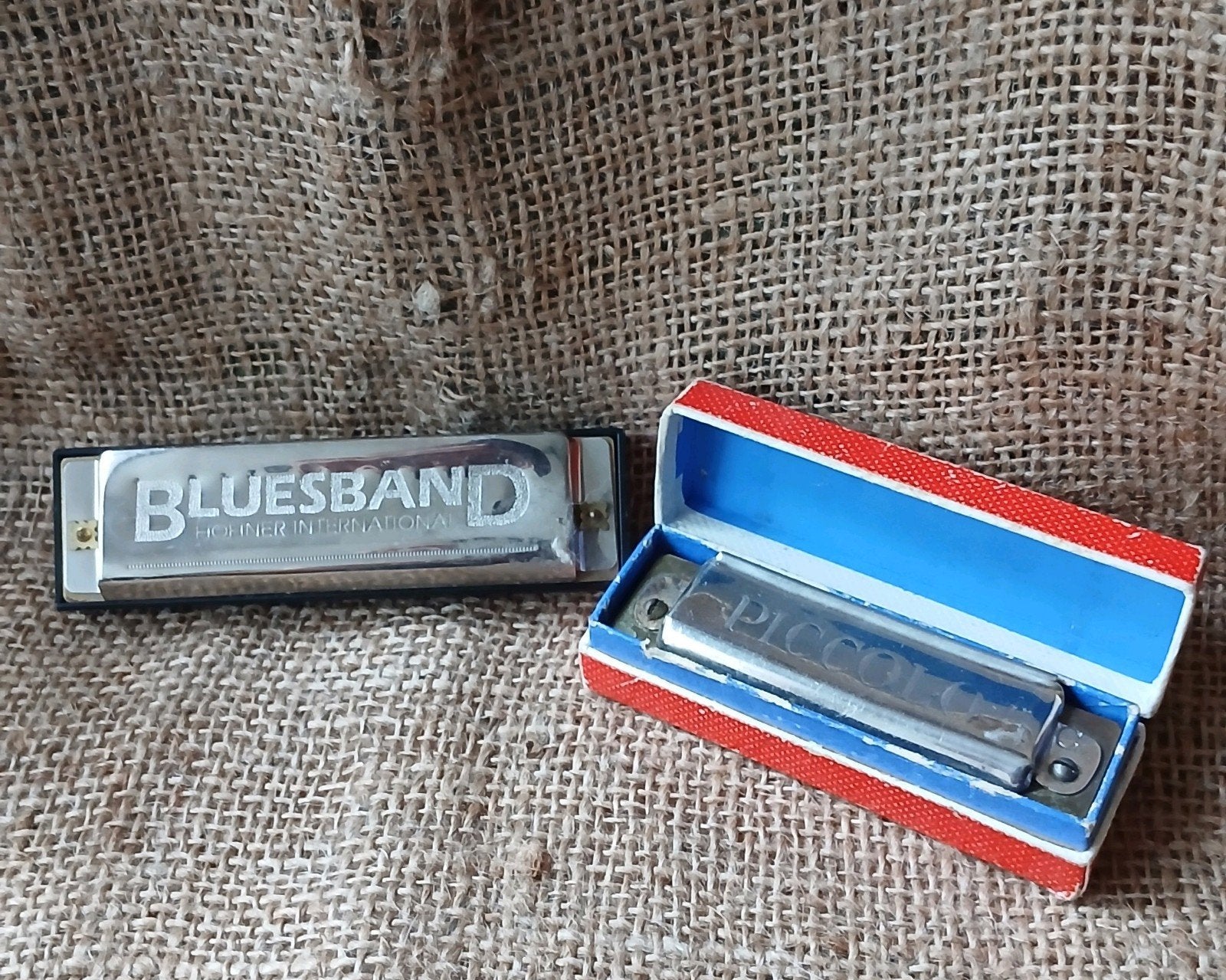 Hohner Bluesband en Piccolo mondharmonica's, Gebruikt, Overige typen, Ophalen of Verzenden, Met koffer of doosje
