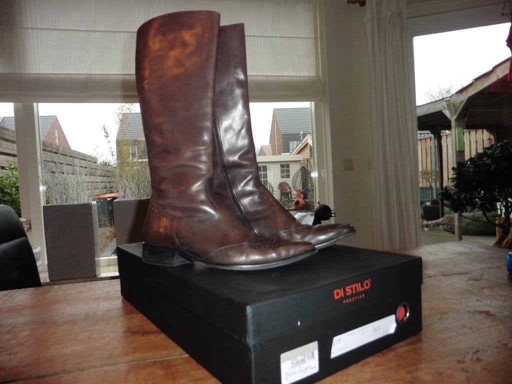 Super mooie Di Stilo laars grijs/bruin mt 39.5 van zwartjes, Hoge laarzen, Bruin, Di Stilo, Ophalen of Verzenden