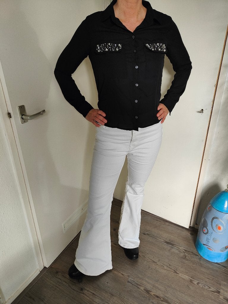 blouse doorschijnend zwart met parels en bling live wild, Kleding | Dames, Zwart, Nieuw, Ophalen of Verzenden, Coolcat
