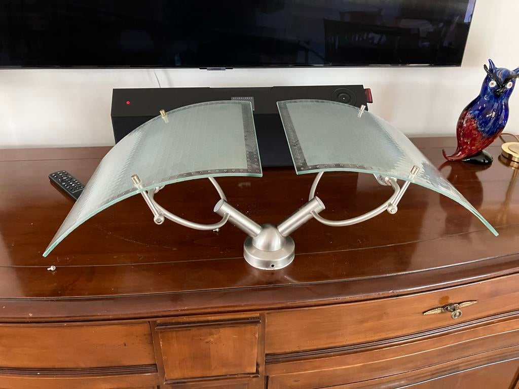 Moderne retro wandlamp met glazen kappen, Ophalen of Verzenden, Zo goed als nieuw, Glas