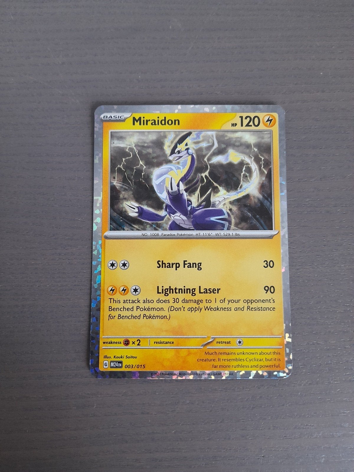 mcdonalds promo 003/015 miraidon holo, Ophalen of Verzenden, Zo goed als nieuw, Losse kaart, Foil