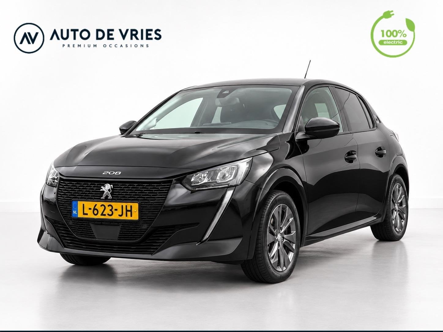 Peugeot e-208 EV Blue Lease Allure 50 kWh 3-Fase | Navigatie, Auto's, Dealer onderhouden, 136 pk, Gebruikt, Zwart