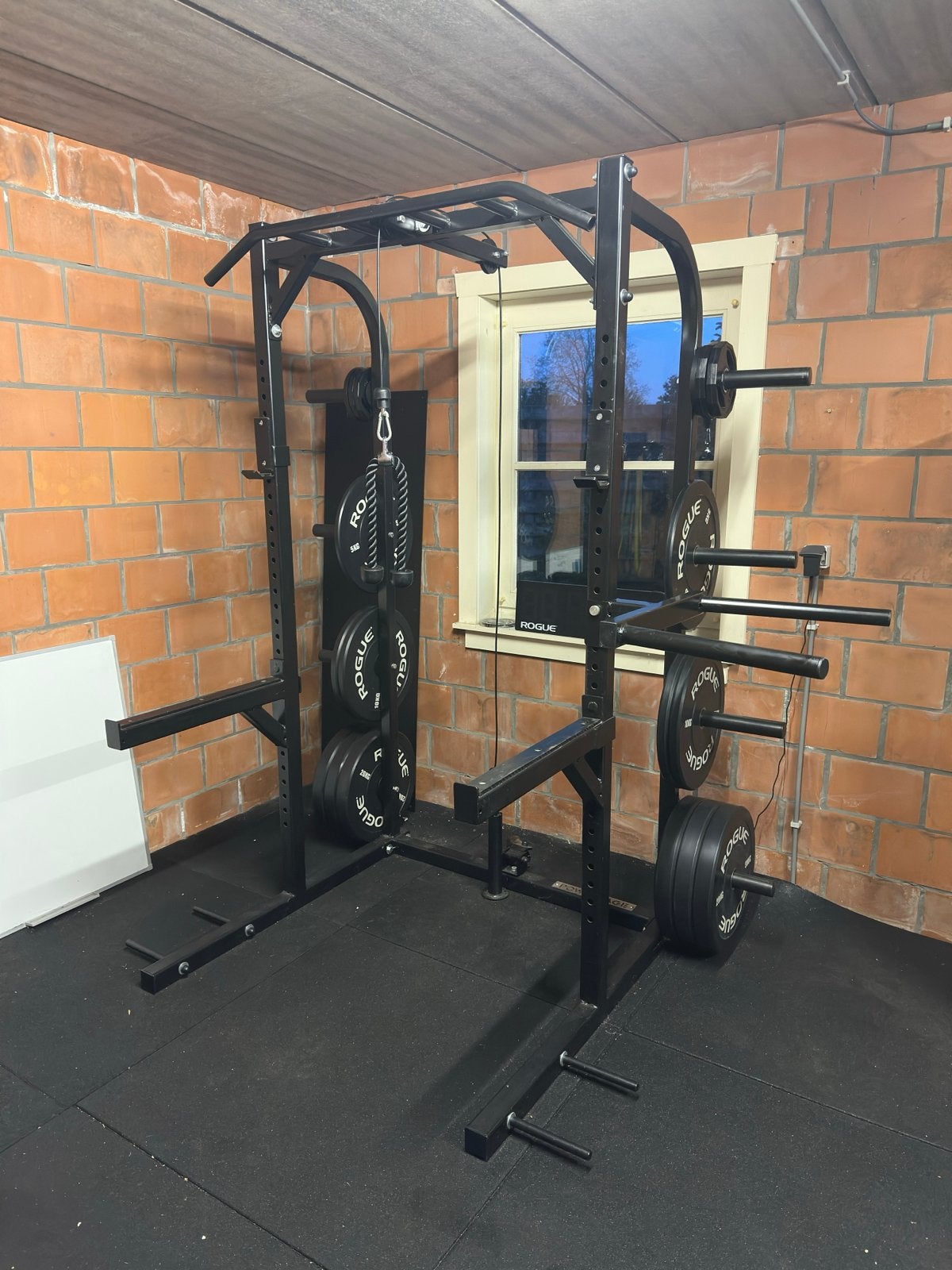Powercage Half Rack 60x60x4 met uitgebreide accessoires, Ophalen, Benen, Gebruikt, Krachtstation