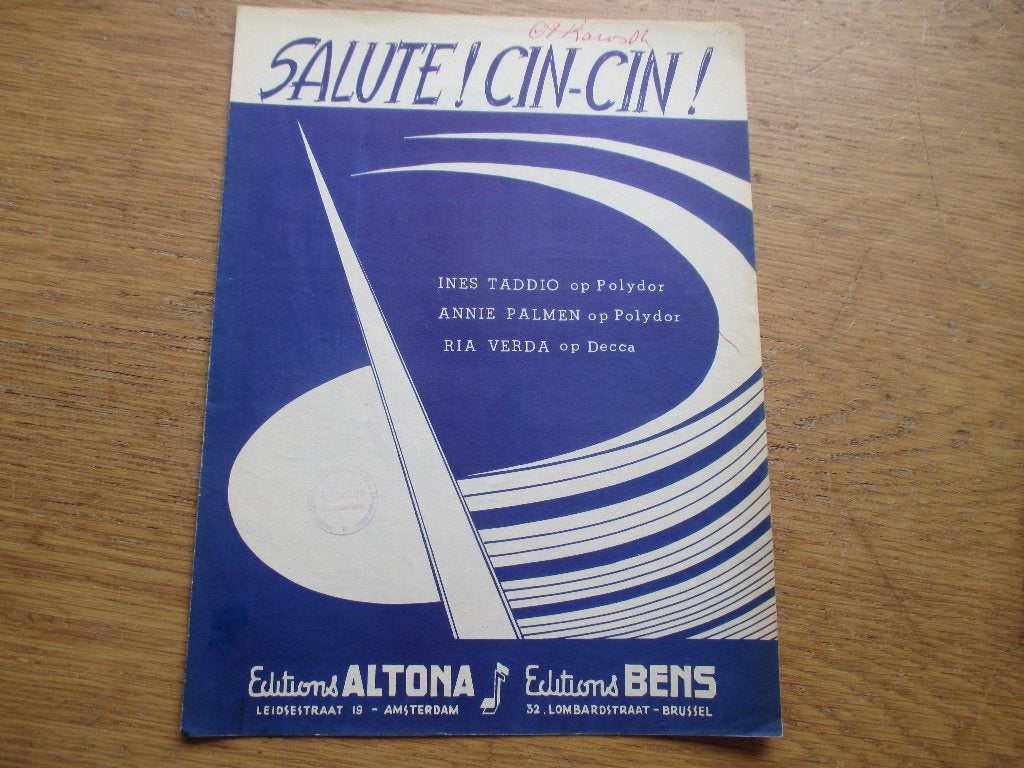 SALUTE ! CIN-CIN !, Muziek en Instrumenten, Bladmuziek, Gebruikt, Ophalen of Verzenden, Artiest of Componist, Populair