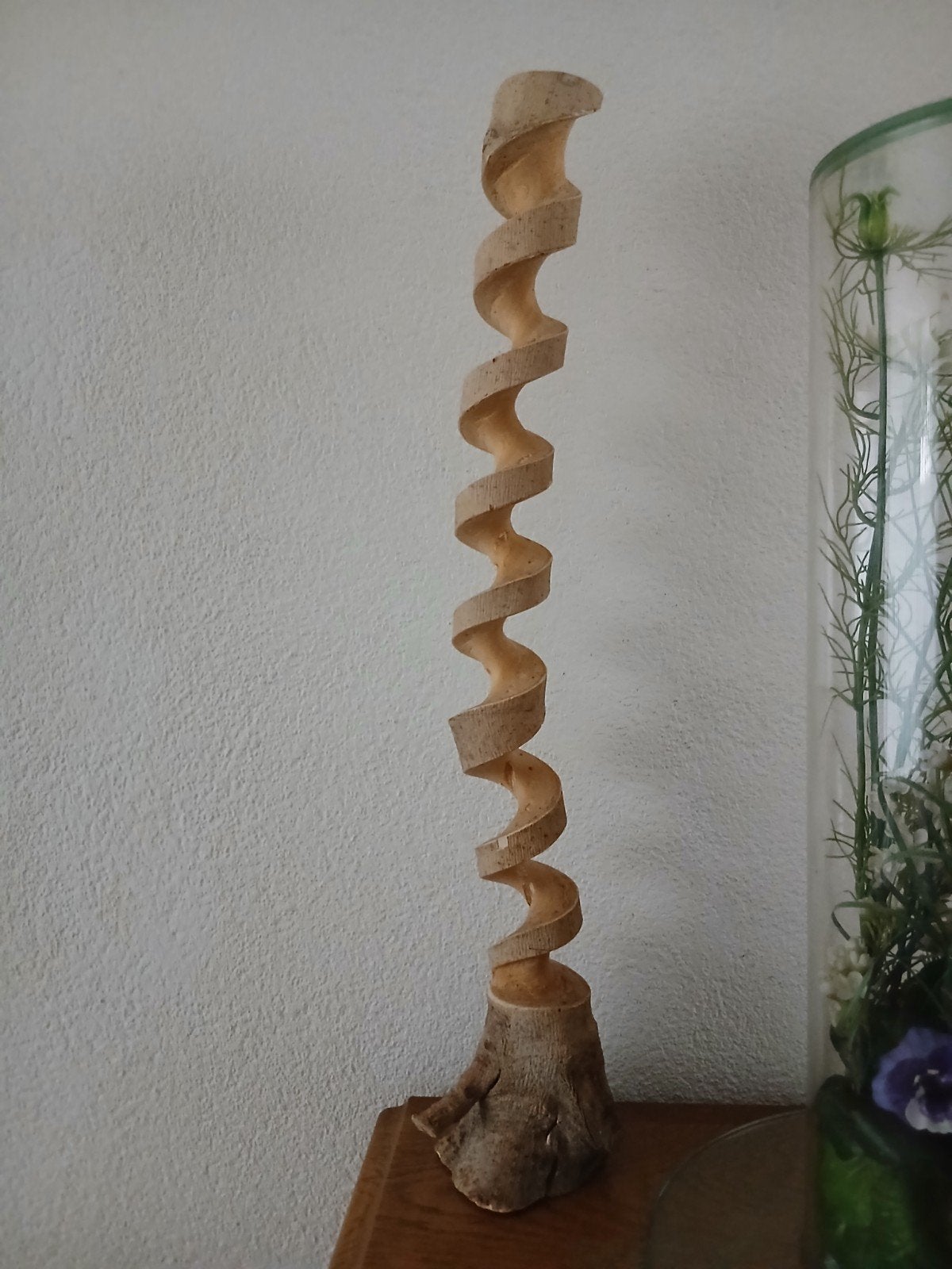 gedraaid natuurlijk houten beeld spiraal vormig, Ophalen of Verzenden