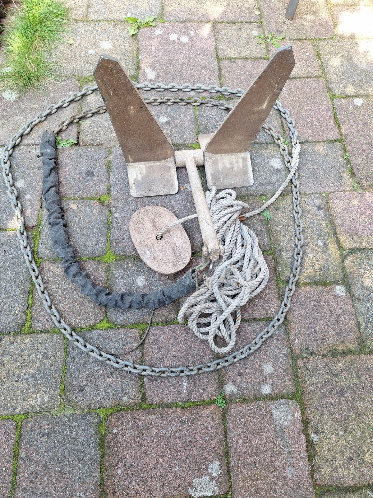 Poolanker 15kg met ankerketting en ankerlijn, Ophalen of Verzenden, Gebruikt