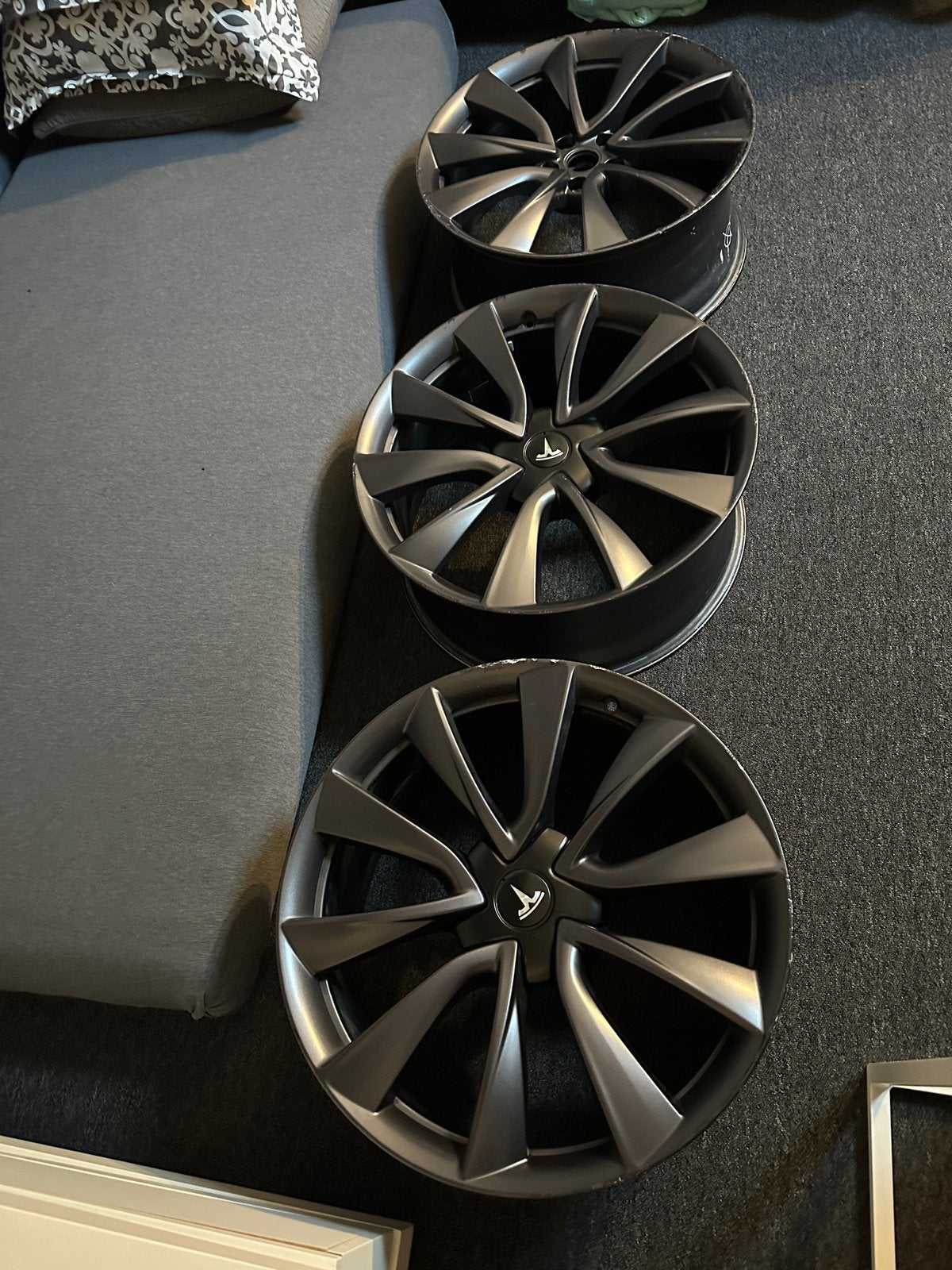 Tesla model 3 performance gunpowder 20 inch velgen, Auto diversen, Ophalen, Gebruikt