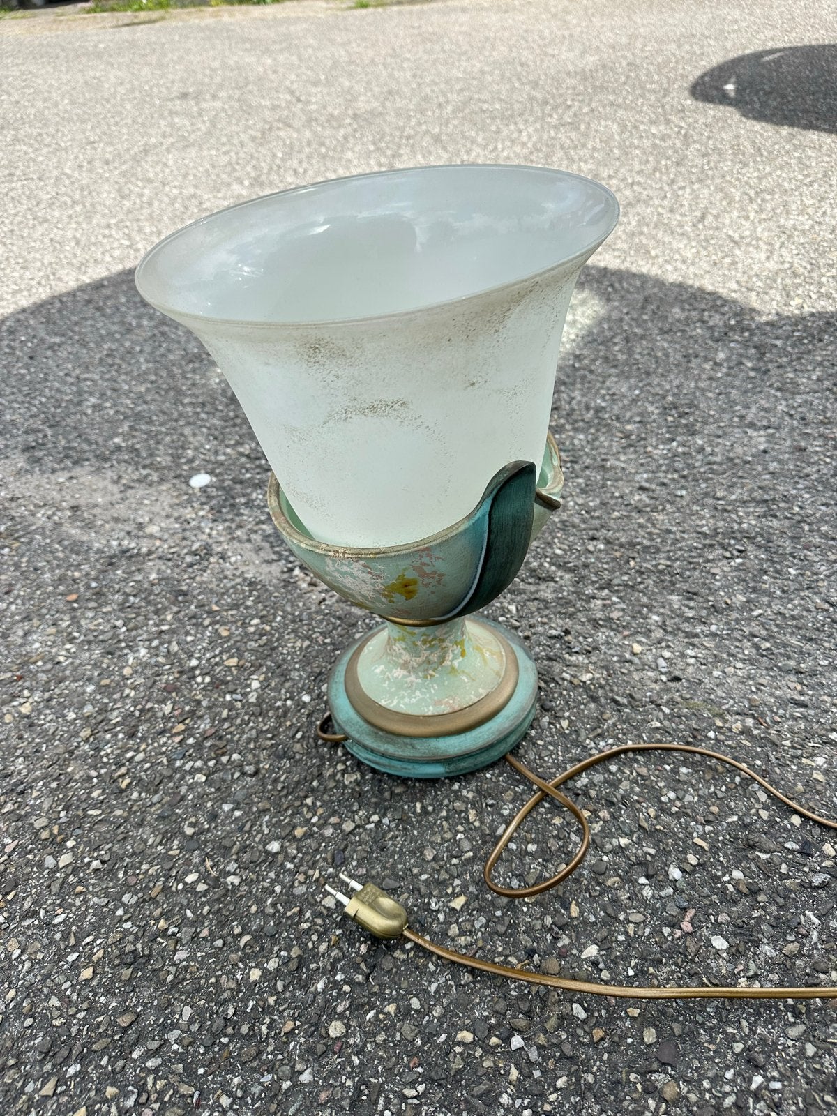 Vintage Tafellamp met Melkglas Kap, Ophalen