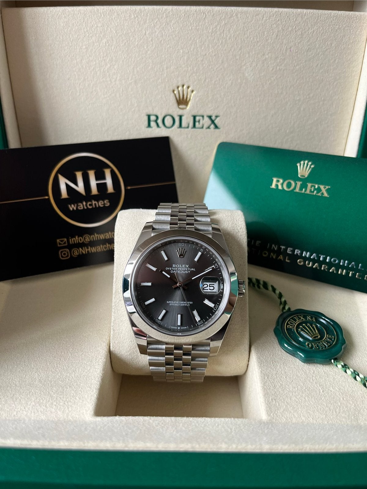 Rolex Datejust 126300 Rhodium 03/2025, Ophalen, Staal, Rolex, Polshorloge
