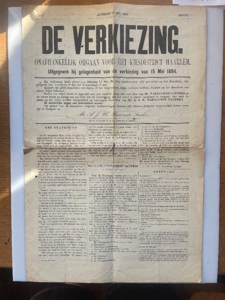 verkiezingskranten 1894 - 1901 !! orgineel zeldzaam! HAARLEM, Ophalen of Verzenden, 19e eeuw, Zo goed als nieuw