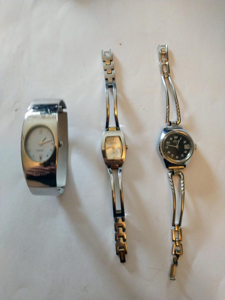 Set van 3 Vintage Dameshorloges: Pontiac, Esprit, Fossil, Sieraden, Tassen en Uiterlijk, Horloges | Dames, Ophalen of Verzenden