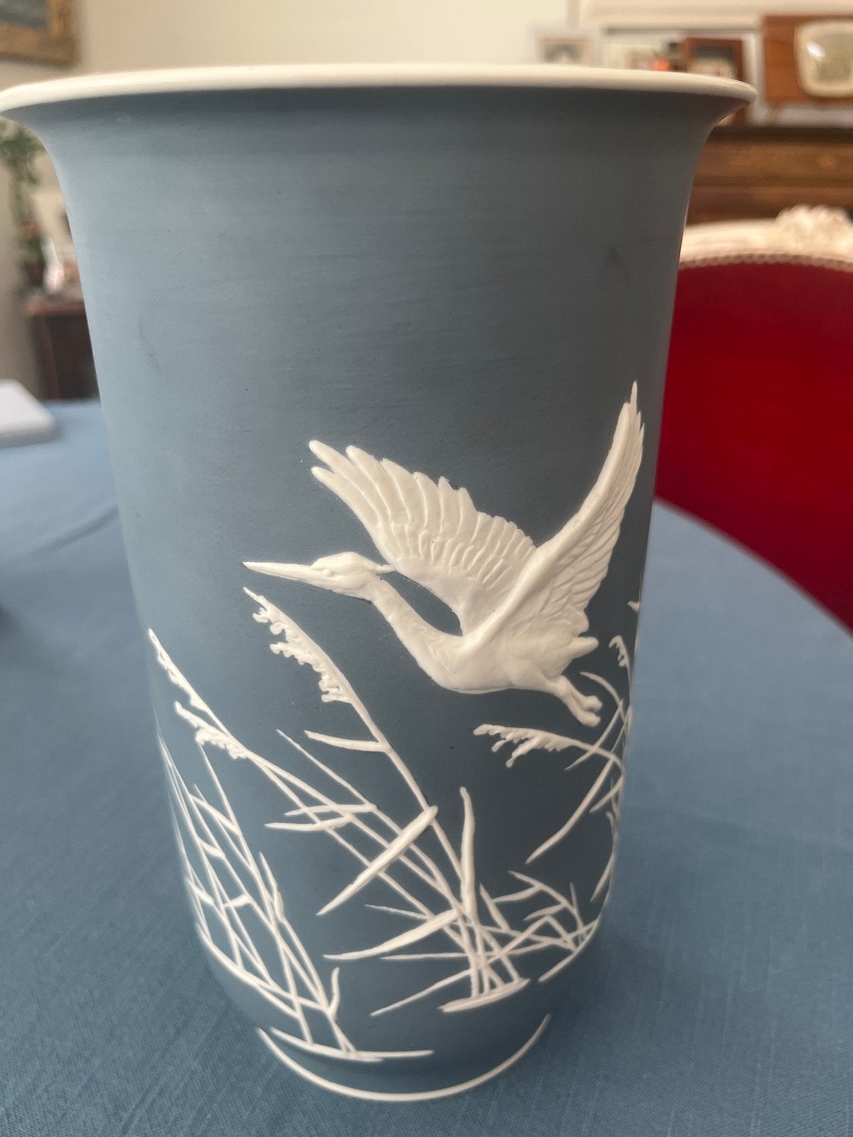 Rosenthal Porseleinen Vaas met Kraanvogels - Grijs/Wit, Ophalen of Verzenden