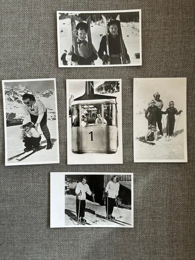 Ansichtkaarten Koninklijk Huis - skiën ski’s wintersport, Ophalen, 1940 tot 1960, Ongelopen, Sterren en Beroemdheden