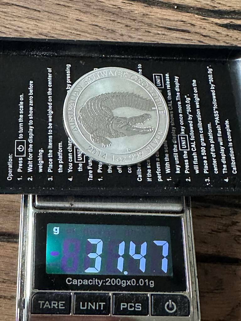 2014 Australische Zoutwater Krokodil 1 oz Zilveren Munt, Ophalen of Verzenden, Oost-Azië, Losse munt, Zilver