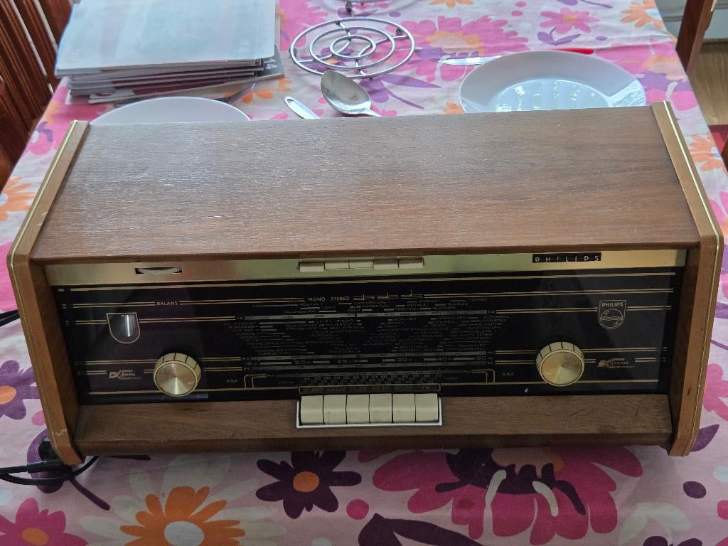 Zoldervondst Oude Philips Buizen Radio., Audio, Tv en Foto, Radio's, Ophalen, Gebruikt, Wereldontvanger