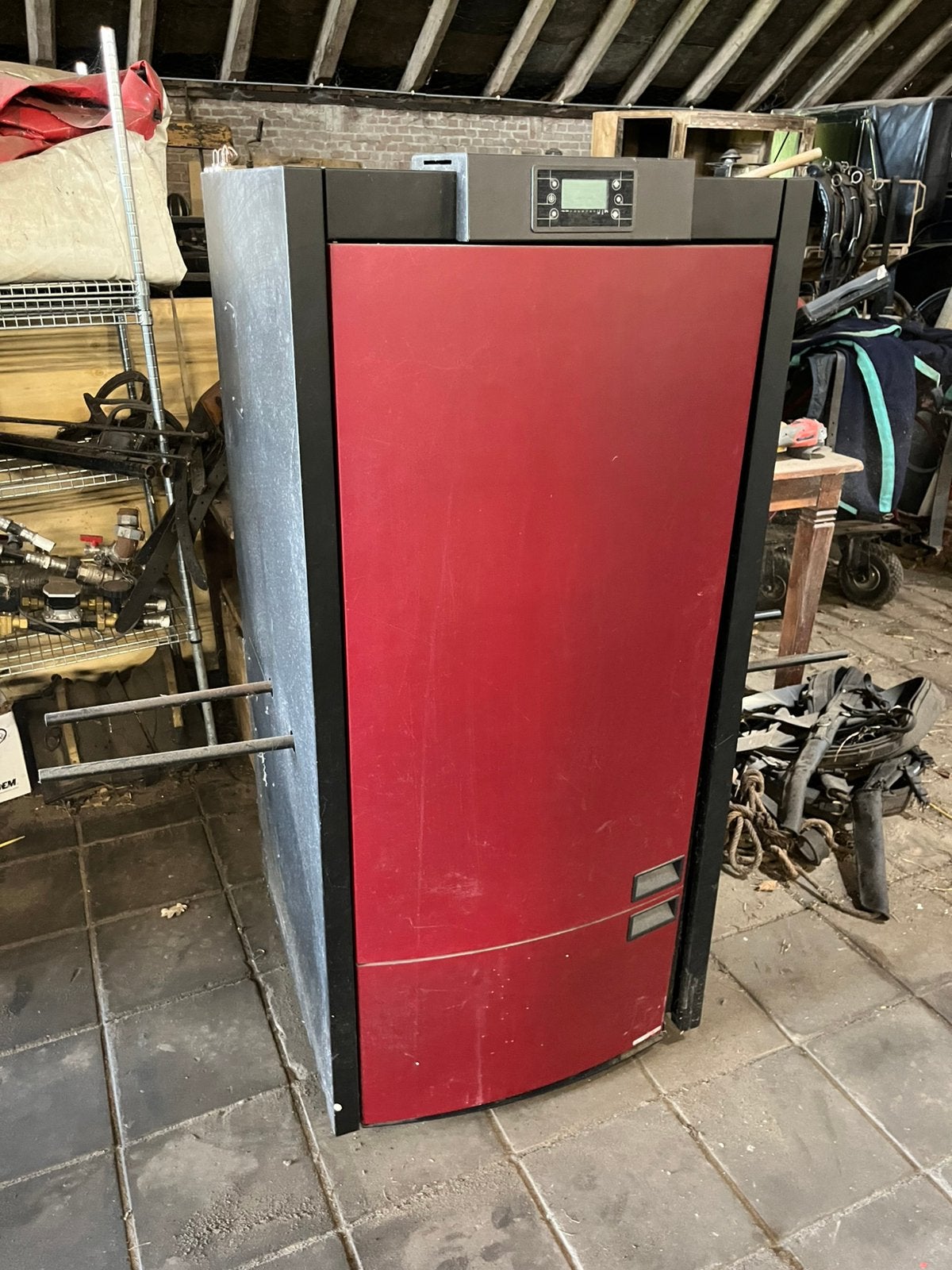 Pallet kachel cv installatie, Ophalen, Zo goed als nieuw, Pelletkachel, Vrijstaand