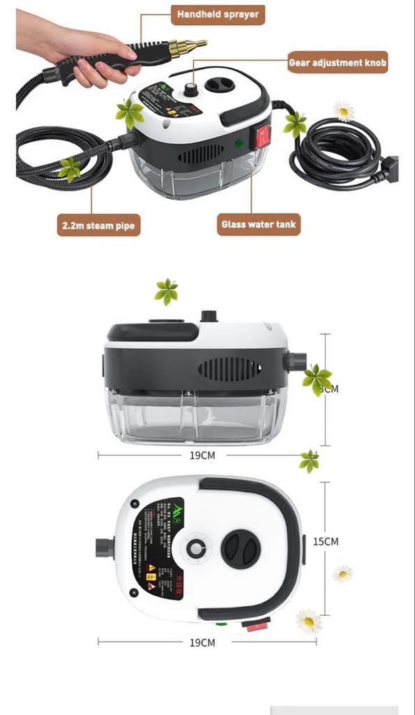 Handstoomreiniger met hoge temperatuur en druk, 2500W, Ophalen of Verzenden, Nieuw, Stoomreiniger