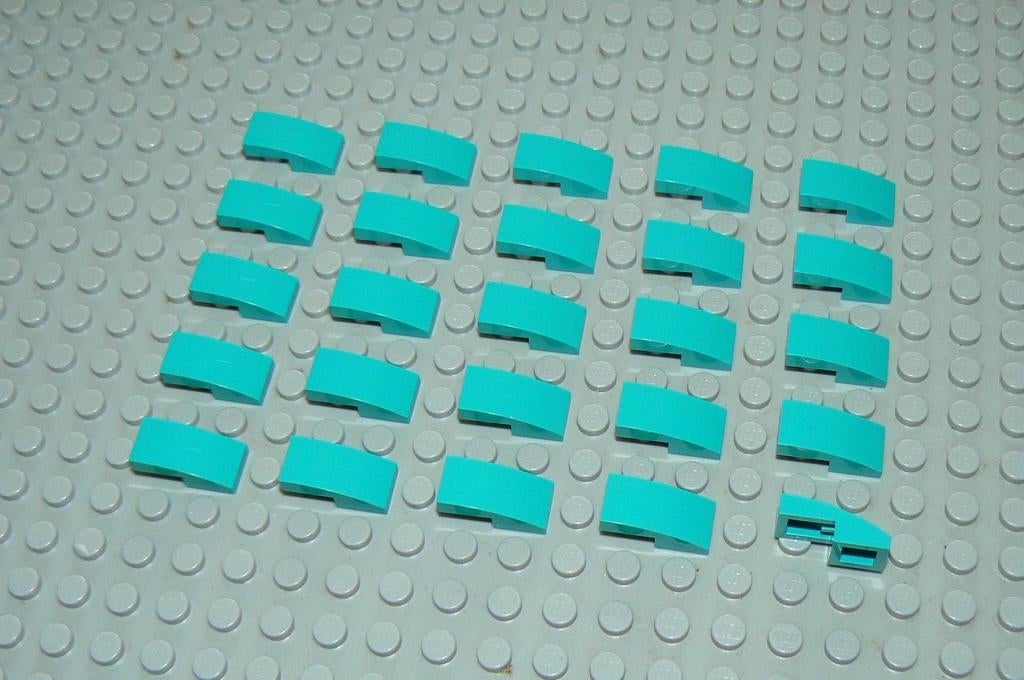 L513 Gebogen stenen 1x2 dark turquoise 25 st., Ophalen of Verzenden, Nieuw, Losse stenen, Lego